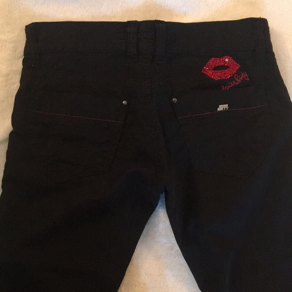 Miss Sixty black jeans with blinged out lips RARE - Picture 2 of 8
